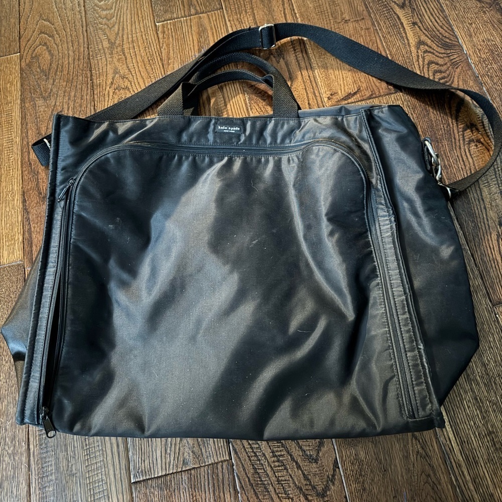 Kate Spade Black Nylon Large Travel Messenger Tote Bag